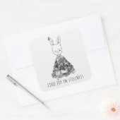 Cute Bunny Rabbit Doodle Yoga Meditation Quote Vierkante Sticker (Envelop)