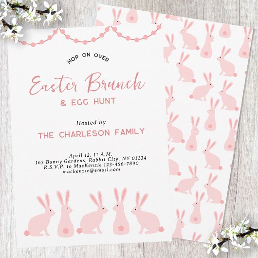 Cute Bunny Rabbit Easter Brunch Kaart