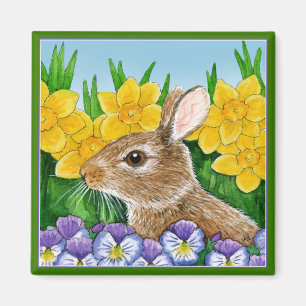 Cute Bunny Rabbit Easter Spring Garden magnet Magneet