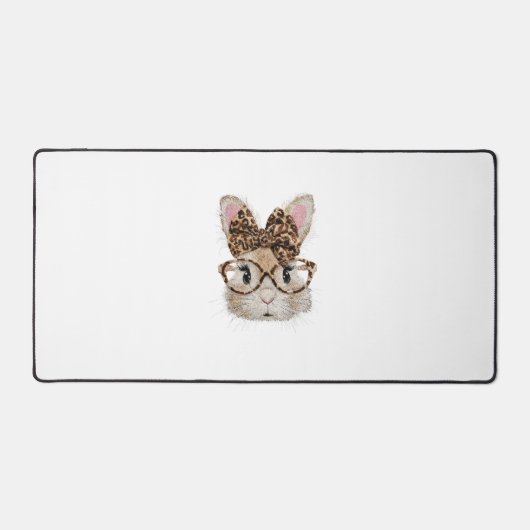Cute Bunny Rabbit Face Leopard Coquette Bow Glasse (Recto)