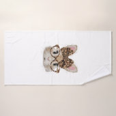 Cute Bunny Rabbit Face Leopard Coquette Bow Glasse (Serviette de bain)
