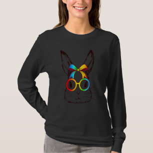 Cute Bunny Rabbit Face Tie Dye Glasses Happy Easte T-shirt