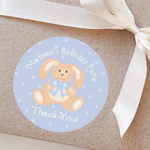 Cute Bunny Rabbit First Birthday Party Bedankt Ronde Sticker