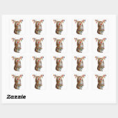 Cute Bunny Rabbit Funny kerstfeestcadeautjes Vierkante Sticker (Vel)