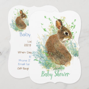 Cute Bunny Rabbit, Garden Animal Baby shower Kaart