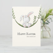 Cute Bunny Rabbit Happy Pasen Feestdagenkaart (Staand voorkant)