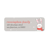 Cute Bunny Rabbit Holiday Greeting Etiket (Voorkant)