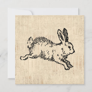 Cute Bunny Rabbit Illustration Script Art Feestdagenkaart