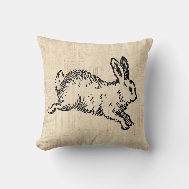 Cute Bunny Rabbit  Illustration Script Art Kussen (Voorkant)