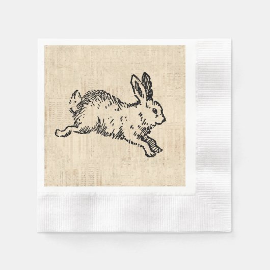 Cute Bunny Rabbit  Illustration Script Art Servet (Voorkant)