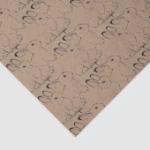 Cute Bunny Rabbit Ink Pattern Tan Brown Kraft  Tissuepapier (Detail)
