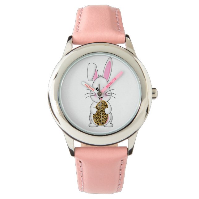 Cute Bunny Rabbit Kind Bekijk Birthday Gift Kinder Horloge (Voorkant)