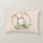Cute Bunny Rabbit Leaf Wreath Baby Nursery Accent Kussen (Achterkant)