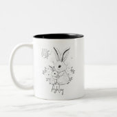 Cute Bunny Rabbit mama en Baby Tweekleurige Koffiemok (Links)