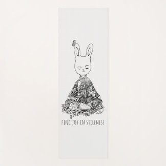 Cute Bunny Rabbit Meditation Illustration Kind Yogamat