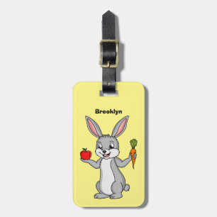 Cute bunny rabbit met groenten cartoon bagagelabel