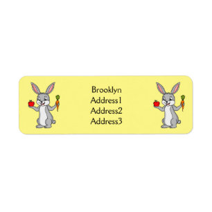 Cute bunny rabbit met groenten cartoon etiket