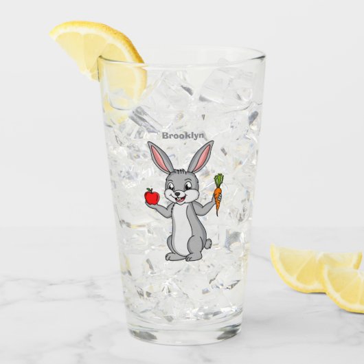 Cute bunny rabbit met groenten cartoon glas (Voorkant ijs)