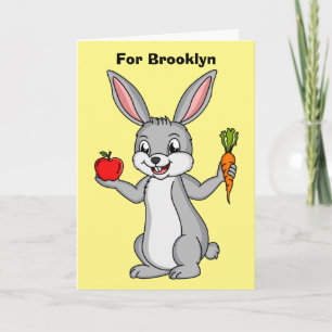 Cute bunny rabbit met groenten cartoon kaart