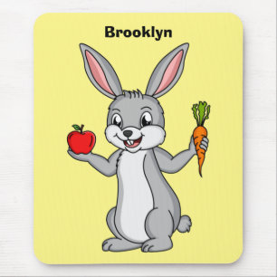 Cute bunny rabbit met groenten cartoon muismat