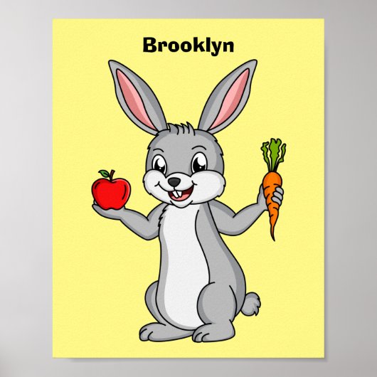 Cute bunny rabbit met groenten cartoon poster (Voorkant)