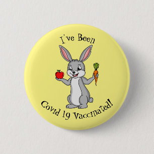 Cute bunny rabbit met groenten cartoon ronde button 5,7 cm