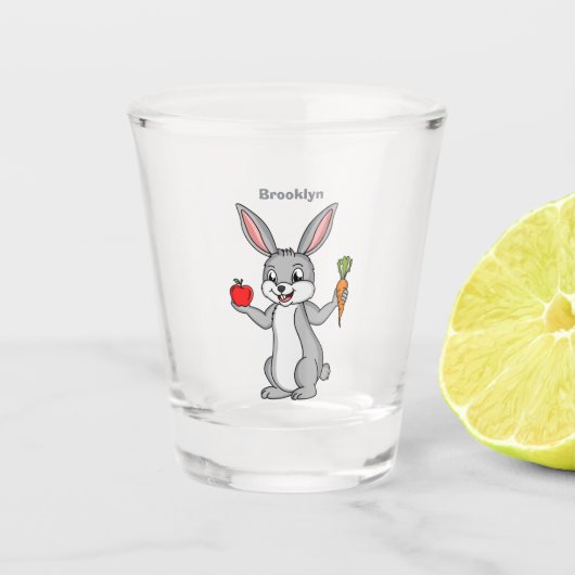 Cute bunny rabbit met groenten cartoon shot glas (Voorkant)
