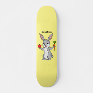 Cute bunny rabbit met groenten cartoon skateboard