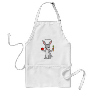 Cute bunny rabbit met groenten cartoon standaard schort