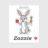 Cute bunny rabbit met groenten cartoon sticker (Vel)