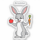 Cute bunny rabbit met groenten cartoon sticker (Voorkant)