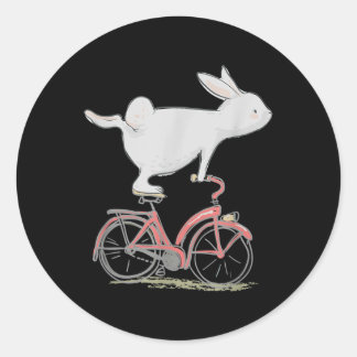 Cute Bunny Rabbit on Bike Cycling Bicycle Ronde Sticker