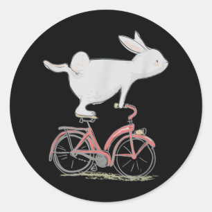 Cute Bunny Rabbit on Bike Cycling Bicycle Ronde Sticker