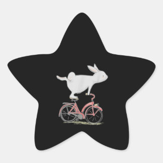 Cute Bunny Rabbit on Bike Cycling Bicycle Ster Sticker