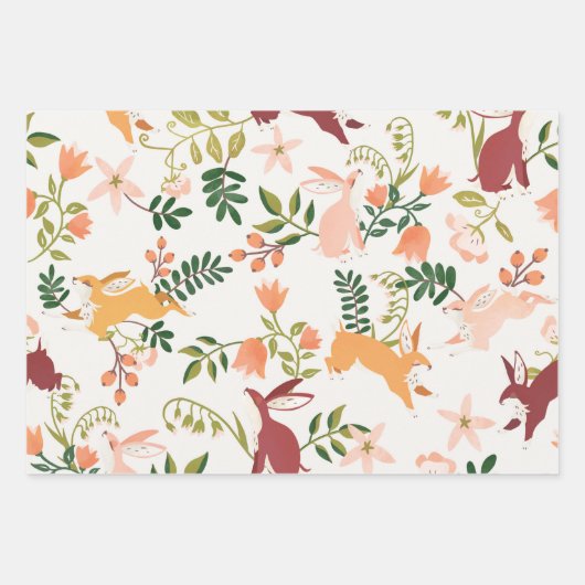 Cute Bunny Rabbit Pattern Design Inpakpapier Vel (Voorkant)