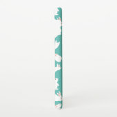 Cute Bunny Rabbit Pattern op Blauwgroen Monogram Samsung Galaxy Hoesje (Rechterkant)