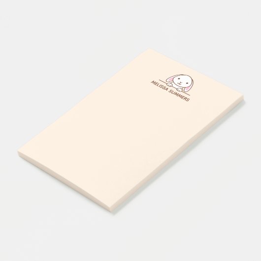 Cute Bunny Rabbit Peking boven Custom Name Post-it® Notes (Schuin)