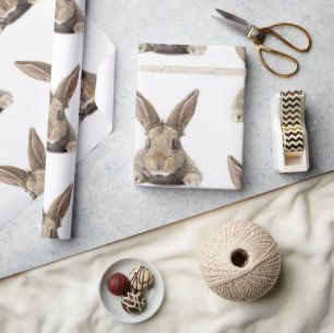 Cute Bunny Rabbit Photo Boy Girl Woodland Animals Cadeaupapier