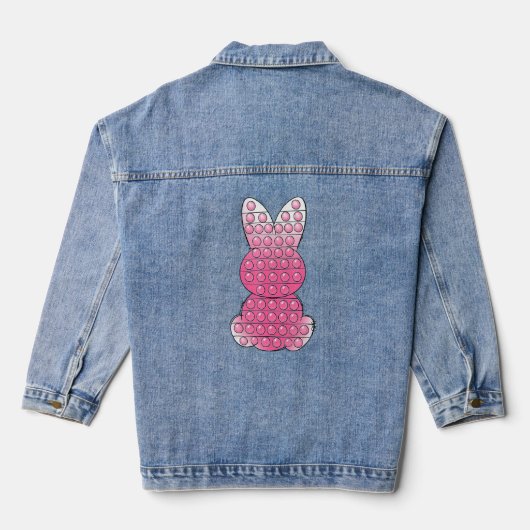 Cute Bunny Rabbit Poppin Happy Paasdag Fidget T Denim Jacket (Achterkant)