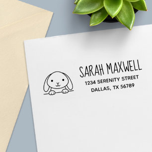 Cute Bunny Rabbit Return Address Zelfinktende Stempel