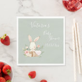 Cute Bunny Rabbit Sage Baby shower Personalized Servet (Insitu)