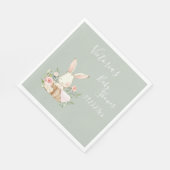 Cute Bunny Rabbit Sage Baby shower Personalized Servet (Hoek)