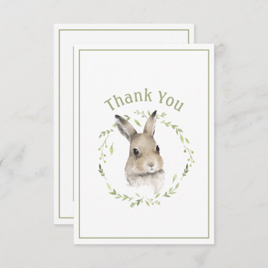 Cute Bunny Rabbit Simple Bedankt Card (Voorkant / Achterkant)