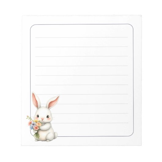 Cute Bunny Rabbit Spring Stationery Gift Lined Notitieblok (Voorkant)