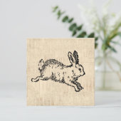 Cute Bunny Rabbit Vintage Illustratie Script Art Kaart (Staand voorkant)