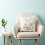 Cute Bunny Rabbit Waterverf Nursery Kussen (Stoel)