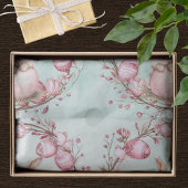 Cute Bunny Rabbit  with Pink Easter Eggs n Wreath Tissuepapier