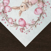 Cute Bunny Rabbit  with Pink Easter Eggs n Wreath Tissuepapier