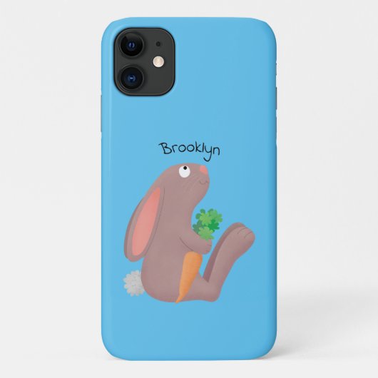 Cute bunny rabbit, zittend met wortelcartoon Case-Mate iPhone case (Achterkant)