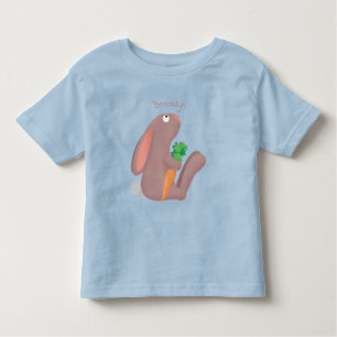 Cute bunny rabbit, zittend met wortelcartoon kinder shirts